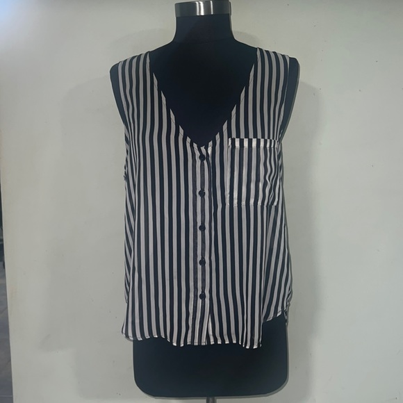 Sheer Stripe BLK & WHT blouse - Picture 1 of 7